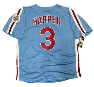 Bryce Harper Philadelphia Phillies Cooperstown Blue Away Jersey Men’s Size Large - Picture 1 of 4