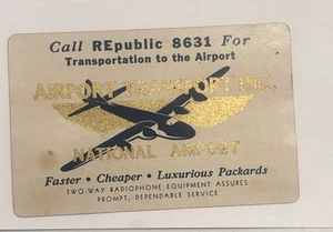 VTG BUSINESS CARD - AIRPORT TRANSPORT INC. - WASHINGTON NATIONAL AIRPORT - Picture 1 of 5