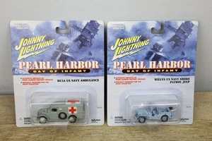Jeep Johnny Lightning Pearl Harbor Día de la Infamia Willys Marina de los Estados Unidos y ambulancia WC54 - Imagen 1 de 11