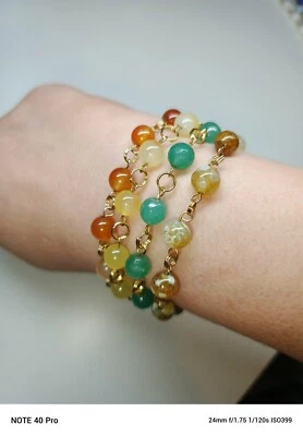 4 pulseras con cuentas - citrinos, cornalina, ónix verde Foto 1 de 3