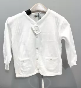 New Feldman Brothers Boys Cardigan Sweater Button Up 4T White Cotton Easter - Picture 1 of 7
