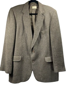 Macy's MaGee Lambswool Blazer Men's Wool Ireland 46L Herringbone Lined Jacket - Picture 1 of 9
