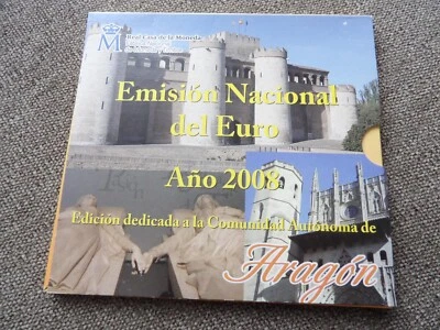 Juego de monedas España 2008 año desde 1 céntimo - 2 euros 8 monedas 3,88 euros + ficha ARAGÓN Foto 1 de 4