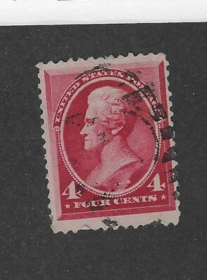 US Scott # 215, 4 cent carmine, Jackson, 1888, VF, scv $30 - Image 1 of 2