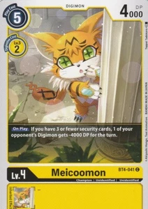 Juego de cartas Bandai Digimon 2021 - Meicoomon BT4-041 C - amarillo - Imagen 1 de 2