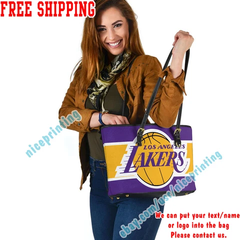 Los Angeles Lakers Leather Tote Shoulder Bag Women Girl Satchel Fans Gift NBA Cover
