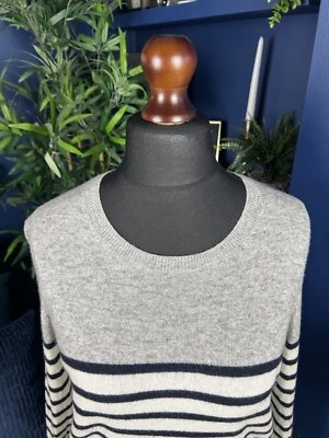 Vince 100% Cashmere Striped Jumper White Black Grey Womens Medium - Image 1 of 4