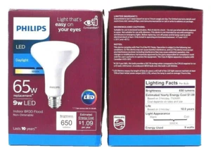 Philips BR30 Flood 9w LED Daylight 5000K Indoor Non Dimmable - 2 Pack - Picture 1 of 3