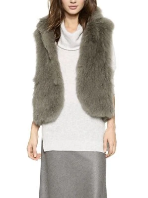 $1295 THEORY Hanalee 正品狐狸毛皮背心灰灰色 P XS 码 — 第 1/4 张图片