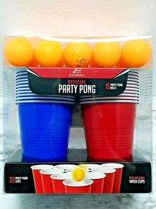 Beer Pong Game Set Official Party Pong Drinking Game Set of 22 Cups 15 Balls B1 - Picture 1 of 5