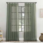 Burlap Weave Linen Blend Tab Top Curtain, 50"x63", 50"x63", Moss Green