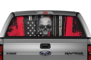 Rear Window Vision Graphics Sticker Decal FITS FORD RAPTOR 2010-2014 SKULL RED - Picture 1 of 2