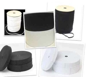 Flat Elastic Black & White Various Widths and Lengths Sewing, Crafts,Dressmaking - Picture 1 of 5