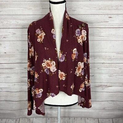 Cárdigan tejido gofre Maurices para mujer talla 0X rojo floral manga larga Foto 1 de 4