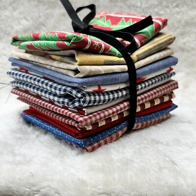 Paquete de 12 piezas de tela de edredón Fat Quarter 'Americana Christmas', rojo/blanco/azul Foto 1 de 4