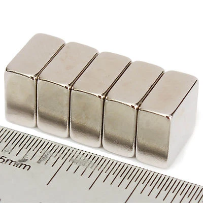 ECMAGNET 5pcs 10mm x 10mm x 5mm Strong Rare Earth NdFeb Square Neodymium Block Magnets