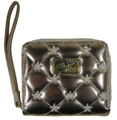 Betsey Johnson золотой выстеганный кошелек с ремешком бумажник звезда новый - Изображение 1 из 4