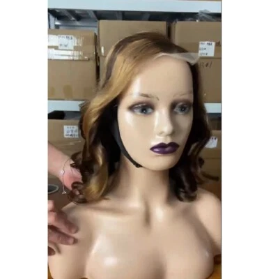 Highlight Blonde Brown Human Hair 4X4 Lace Front Wig - Image 1 of 4