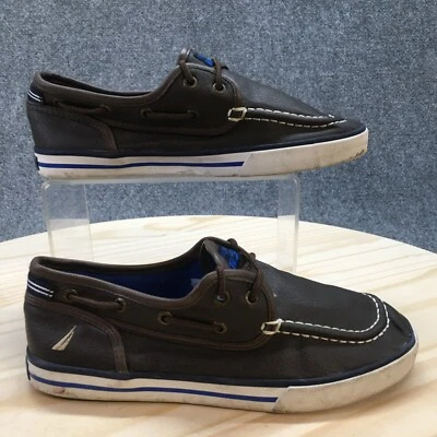 Sapatos Nautica Youth 4 Spinnaker Barco Marrom Couro Sintético Conforto Moc Toe Slip On - Imagem 1 de 4