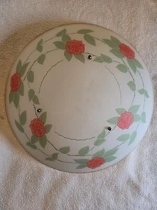 Antique/VTG Smooth Glass Reverse Pink Rose 3 Chain Chandelier Ceiling Shade - Picture 1 of 4