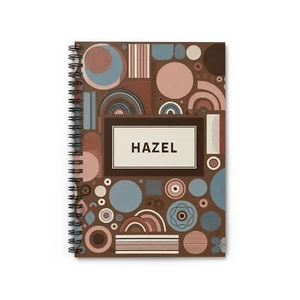 Spiral Notizbuch linierte Linie personalisiert HASEL blau braun abstraktes Design 4, Geschenk - Bild 1 von 6