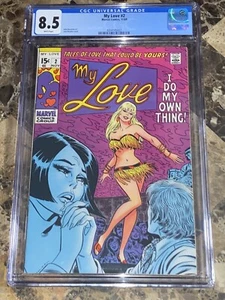 1969 MARVEL COMICS MY LOVE #2 CGC 8.5 MOLTO FINE + PAGINE BIANCHE MOD ROMANCE BELLO! - Foto 1 di 2