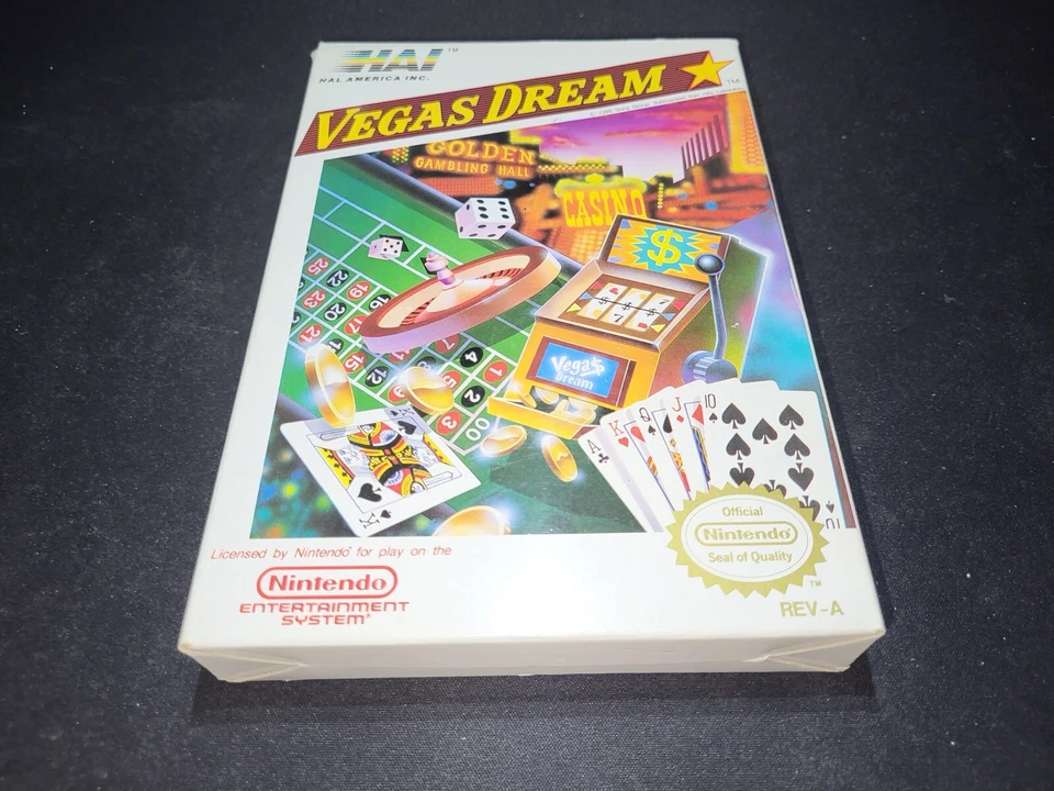 Vegas Dream Casino HAL Auténtico Nintendo NES EXCELENTE+ Estado COMPLETO y caja! Foto 1 de 4