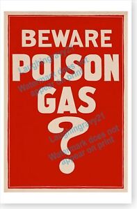 Affiche d'avertissement de guerre chimique Première Guerre mondiale attention aux gaz toxiques Première Guerre mondiale 1917