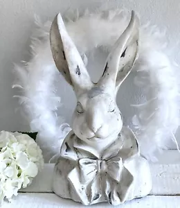 Großer XXL Osterhase Hase Büste Hasenbüste Hasenkopf Creme Weiß Patina, 34 cm - Bild 1 von 3