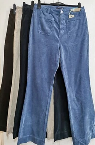 Ex M&S CORD High Rise SLIM FLARE Leg Trousers with Patch Pockets - Picture 1 of 17
