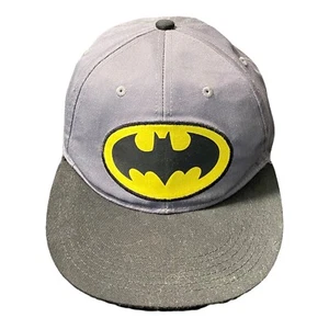DC Comic Batman Logo Cotton Gray Baseball Hat Black Bill Adjustable Fasteners - Picture 1 of 8
