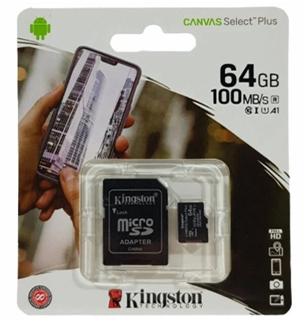 MICRO SD 64 GB ORIGINALE KINGSTON CANVAS SELECT PLUS  100MB/s  con Adattatore - Immagine 1 di 1
