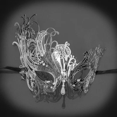 Silver Swan Light Metal Filigree Mardi Gras Venetian Masquerade Mask for Women - Image 1 of 4