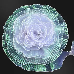 22 Yards Pleated Lace Ruffle Trim Iridescent Organza Ruffled Fabric for Dress... - Picture 1 of 7