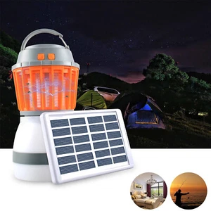 Portable LED Camping Lantern and Mosquito Killer USB Rechargeable+Solar Panel - Picture 1 of 9