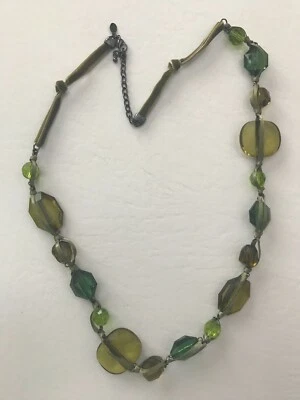Joan Rivers Lucite Plastic Bezel Set Gem Green Necklace 34" - Image 1 of 4
