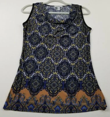 Dressbarn Tank Top Women’s Petite Small PS Paisley Sleeveless Cowl Neck Jersey - Image 1 of 4