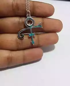 Sänger Prinz Künstler Liebe Symbol Anhänger 14K Weißgold vergoldet 18" mit Kette - Bild 1 von 13