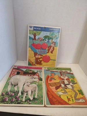 Whitman Frame Tray Puzzle Lot - Lot of 3 Vintage Bugs Bunny Chip N Dale  - Image 1 of 4