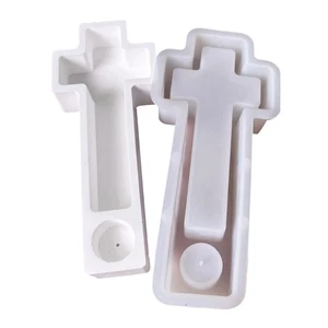 Halloween Theme Silicone Candlestick Molds Crucifix Silicones Holder Mold - Picture 1 of 8