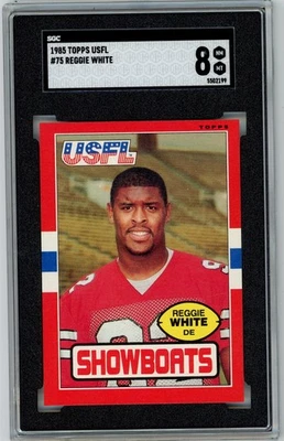 1985 Topps USFL REGGIE WHITE #75 SHOWBOATS Rare RC HOF SGC 8 NM-MT N820 - Image 1 of 3