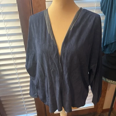 Blazer de gamuza con frente abierto pequeño mediano para mujer Foto 1 de 4