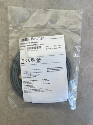 Baumer IFFM 08P1701/01L Inductive Proximity Sensor Switch PNP NO 6-36 VDC NIB - Image 1 of 4