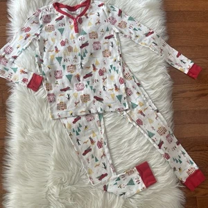 Girls Size 12 Adaptive LC Lauren Conrad Jammies Cotton Holiday Village PJ Set - Picture 1 of 5
