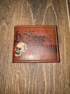 DC SHOES Company 1994 Herren BRAUN FALTBARE GELDBÖRSE mit Totenkopf und Rosen Design Geldbörse - Bild 1 von 3