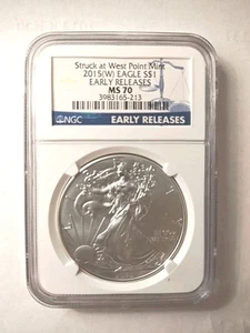 2015 (W) Silver Eagle Struck at West Point Mint Early Releases NGC MS 70 - Picture 1 of 2