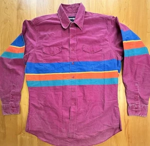 Vintage Wrangler Hemd Brushpopper Western Herren 16 1/2 - 35 rosa Regenbogen Streifen - Bild 1 von 9