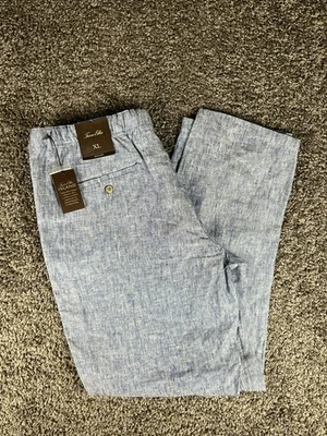 Tasso Elba Linen Pants Mens XL Blue Elastic Waist Drawstring Casual Beach NWT - Image 1 of 4