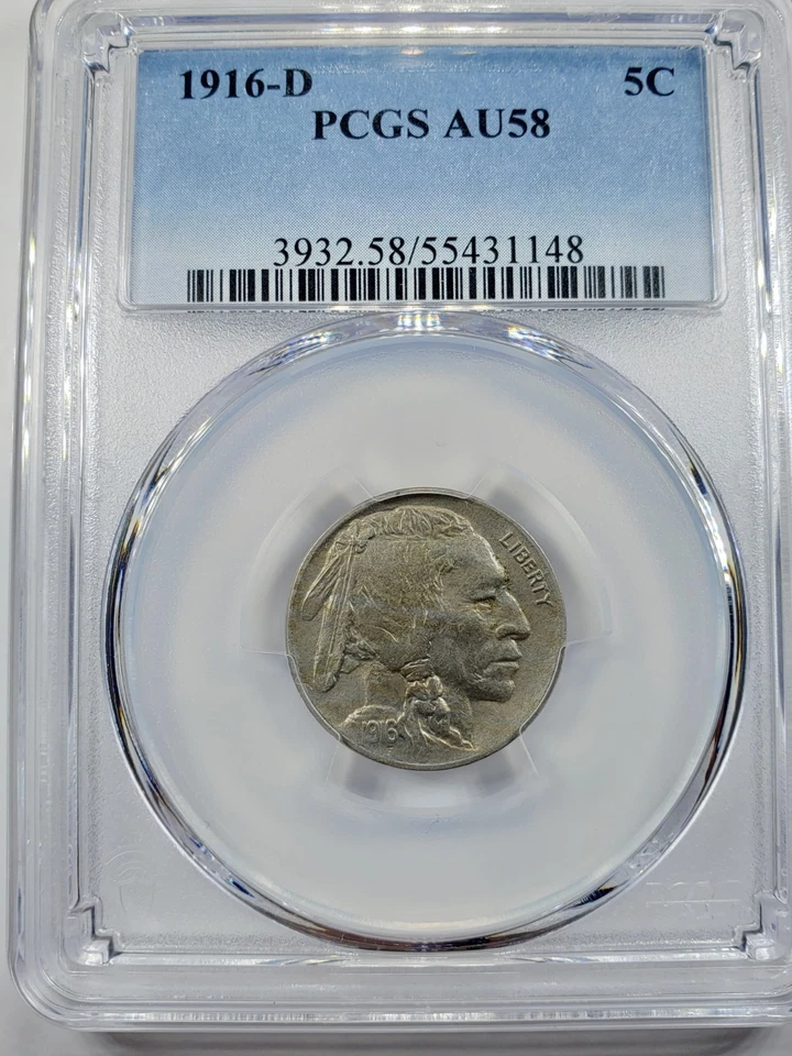 1916 D Buffalo Nickel PCGS AU58 EVERYMAN SET  - Image 1 of 4