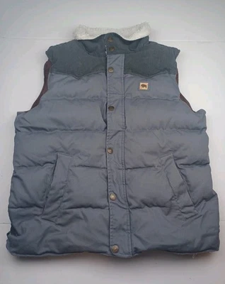 Buffalo Jackson Men’s Puffer  Vest With Sherpa Lined Collar Sz XL Gray Corduroy  - Image 1 of 4